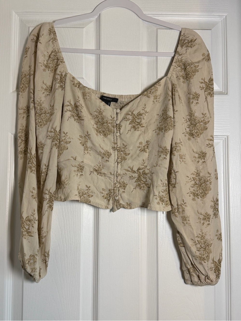 Forever 21 Floral Corset Button Front Crop Top Size Medium